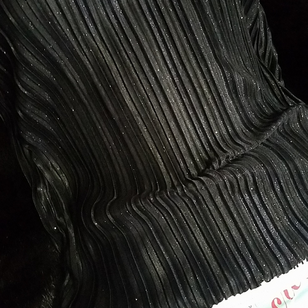 🆕Sparkly Black Pleated Top Size M - Picture 2 of 4